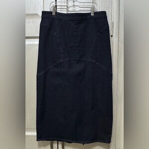 Madewell Size 10 Dark Wash navy Blue Pencil Skirt Stretch Slit Zip